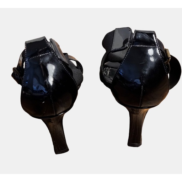 Manolo Blahnik Patent Leather Crisscross Strappy Wedge Sandals US7 37.5 Designer - Picture 2 of 8